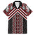 Maori Tukutuku Taniko Motifs Family Matching Off The Shoulder Long Sleeve Dress and Hawaiian Shirt Red Poutama Mix Kowhaiwhai