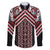 Maori Tukutuku Taniko Motifs Family Matching Off The Shoulder Long Sleeve Dress and Hawaiian Shirt Red Poutama Mix Kowhaiwhai