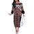 Maori Tukutuku Taniko Motifs Family Matching Off The Shoulder Long Sleeve Dress and Hawaiian Shirt Red Poutama Mix Kowhaiwhai