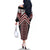 Maori Tukutuku Taniko Motifs Family Matching Off The Shoulder Long Sleeve Dress and Hawaiian Shirt Red Poutama Mix Kowhaiwhai