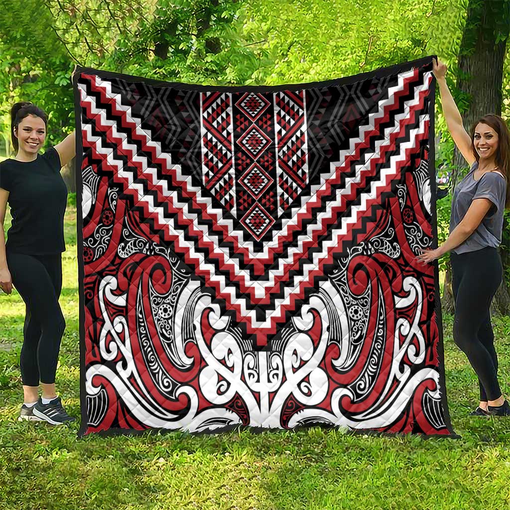 Maori Tukutuku Taniko Motifs Quilt Red Poutama Mix Kowhaiwhai LT7 - Polynesian Pride