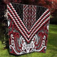 Maori Tukutuku Taniko Motifs Quilt Red Poutama Mix Kowhaiwhai LT7 - Polynesian Pride