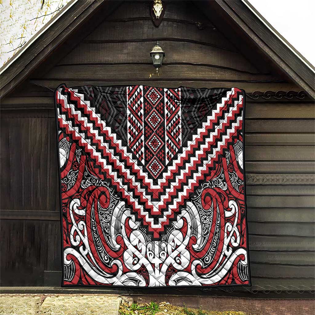 Maori Tukutuku Taniko Motifs Quilt Red Poutama Mix Kowhaiwhai LT7 - Polynesian Pride