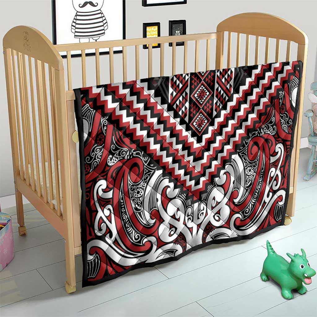 Maori Tukutuku Taniko Motifs Quilt Red Poutama Mix Kowhaiwhai LT7 - Polynesian Pride