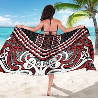Maori Tukutuku Taniko Motifs Sarong Red Poutama Mix Kowhaiwhai LT7 - Polynesian Pride