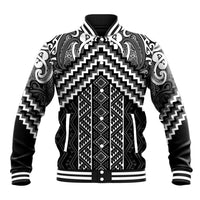 Maori Tukutuku Taniko Motifs Baseball Jacket Black Poutama Mix Kowhaiwhai