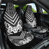 Maori Tukutuku Taniko Motifs Car Seat Cover Black Poutama Mix Kowhaiwhai LT7 One Size Black - Polynesian Pride