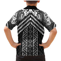 Maori Tukutuku Taniko Motifs Family Matching Mermaid Dress and Hawaiian Shirt Black Poutama Mix Kowhaiwhai LT7 - Polynesian Pride