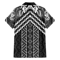 Maori Tukutuku Taniko Motifs Family Matching Tank Maxi Dress and Hawaiian Shirt Black Poutama Mix Kowhaiwhai LT7 - Polynesian Pride