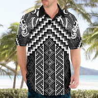 Maori Tukutuku Taniko Motifs Hawaiian Shirt Black Poutama Mix Kowhaiwhai