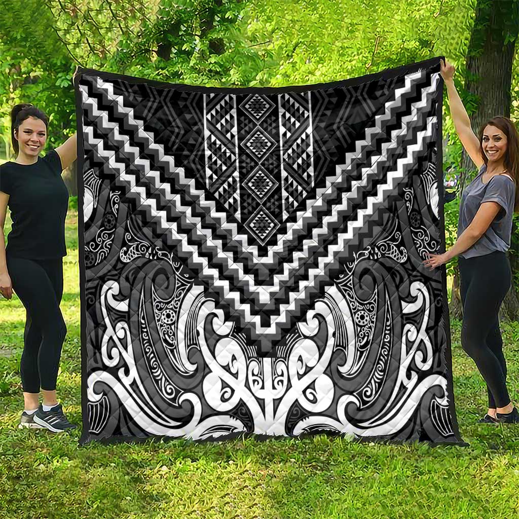 Maori Tukutuku Taniko Motifs Quilt Black Poutama Mix Kowhaiwhai LT7 - Polynesian Pride