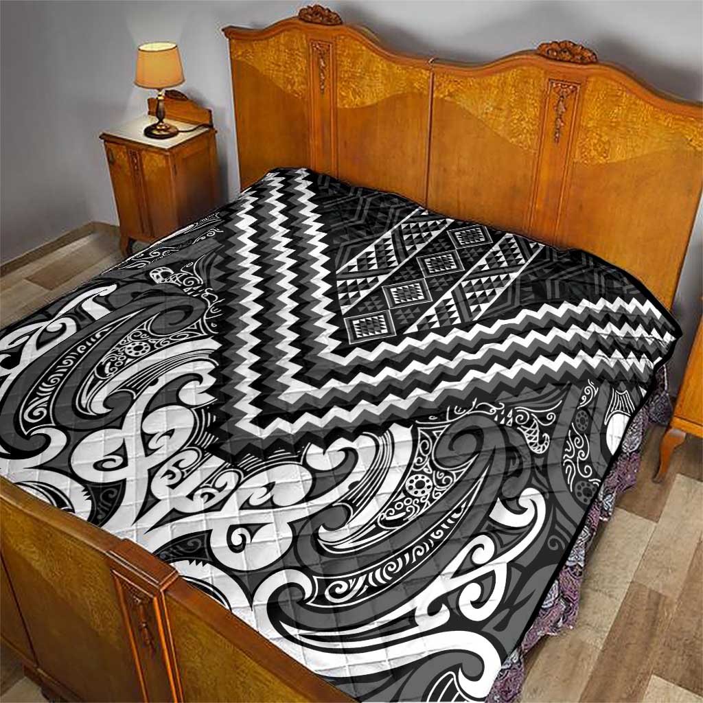 Maori Tukutuku Taniko Motifs Quilt Black Poutama Mix Kowhaiwhai LT7 - Polynesian Pride