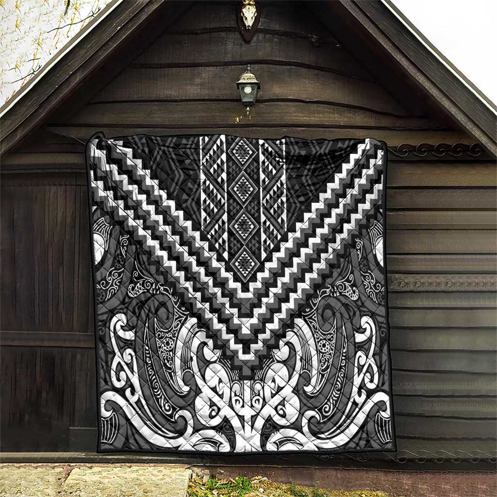 Maori Tukutuku Taniko Motifs Quilt Black Poutama Mix Kowhaiwhai LT7 - Polynesian Pride