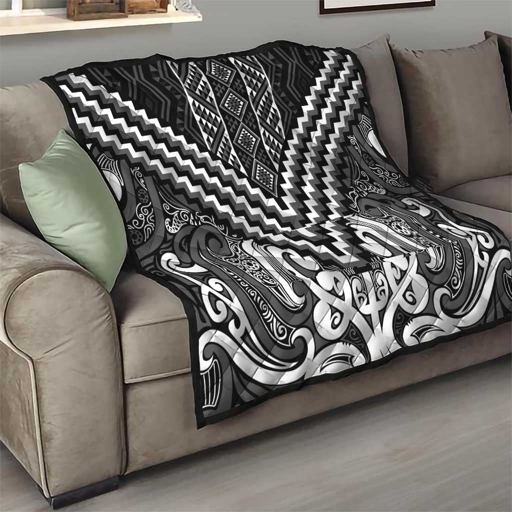 Maori Tukutuku Taniko Motifs Quilt Black Poutama Mix Kowhaiwhai LT7 - Polynesian Pride