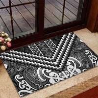 Maori Tukutuku Taniko Motifs Rubber Doormat Black Poutama Mix Kowhaiwhai LT7 - Polynesian Pride