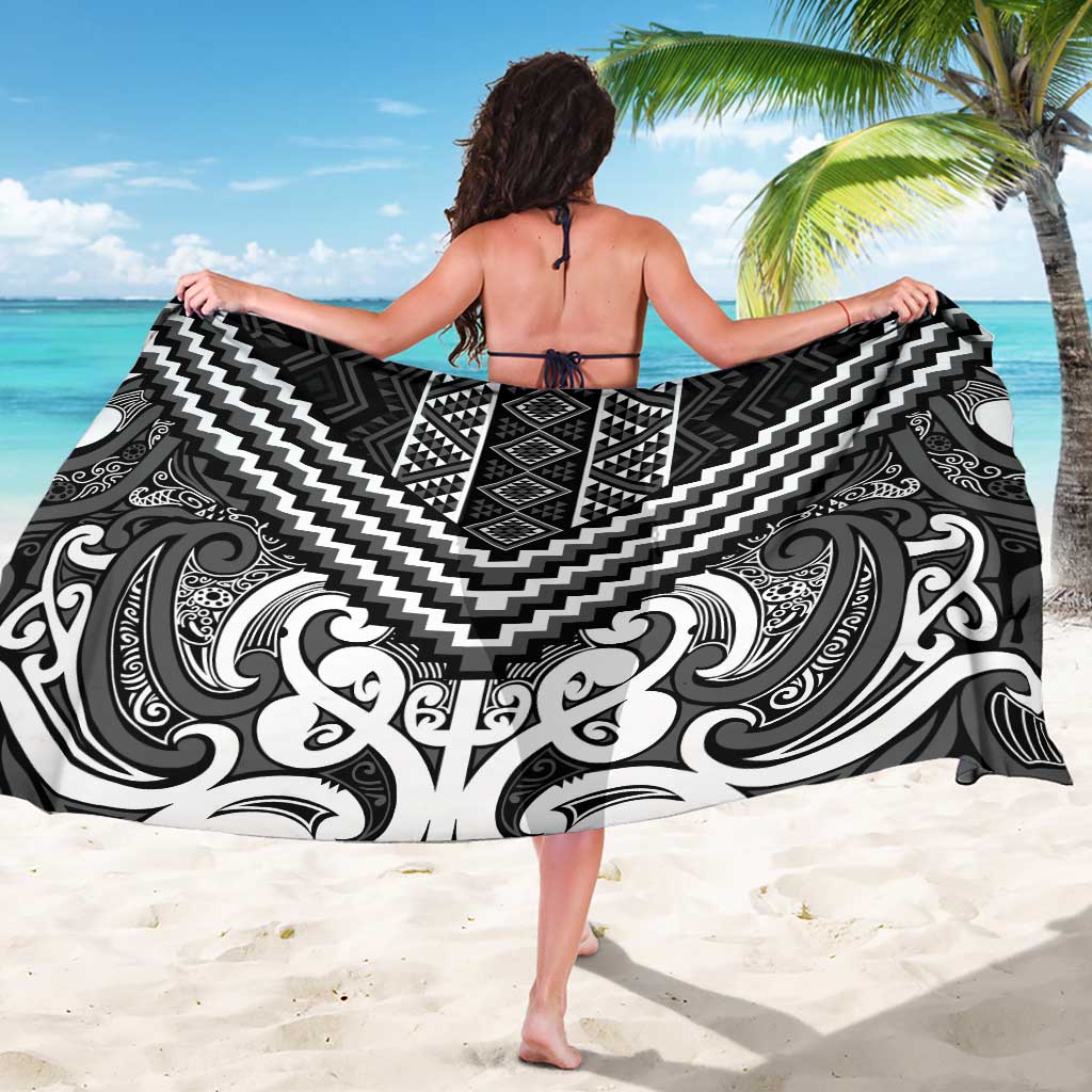 Maori Tukutuku Taniko Motifs Sarong Black Poutama Mix Kowhaiwhai LT7 - Polynesian Pride