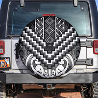 Maori Tukutuku Taniko Motifs Spare Tire Cover Black Poutama Mix Kowhaiwhai