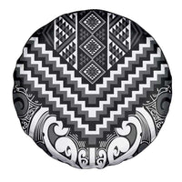 Maori Tukutuku Taniko Motifs Spare Tire Cover Black Poutama Mix Kowhaiwhai