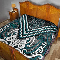Maori Tukutuku Taniko Motifs Quilt Teal Poutama Mix Kowhaiwhai LT7 - Polynesian Pride