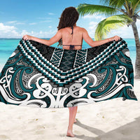 Maori Tukutuku Taniko Motifs Sarong Teal Poutama Mix Kowhaiwhai LT7 - Polynesian Pride
