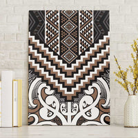 Maori Tukutuku Taniko Motifs Canvas Wall Art Brown Poutama Mix Kowhaiwhai