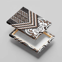 Maori Tukutuku Taniko Motifs Canvas Wall Art Brown Poutama Mix Kowhaiwhai