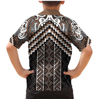 Maori Tukutuku Taniko Motifs Family Matching Mermaid Dress and Hawaiian Shirt Brown Poutama Mix Kowhaiwhai LT7 - Polynesian Pride