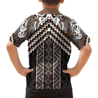 Maori Tukutuku Taniko Motifs Family Matching Summer Maxi Dress and Hawaiian Shirt Brown Poutama Mix Kowhaiwhai LT7 - Polynesian Pride