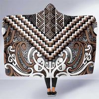 Maori Tukutuku Taniko Motifs Hooded Blanket Brown Poutama Mix Kowhaiwhai