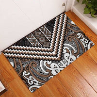 Maori Tukutuku Taniko Motifs Rubber Doormat Brown Poutama Mix Kowhaiwhai LT7 - Polynesian Pride