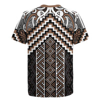 Maori Tukutuku Taniko Motifs Rugby Jersey Brown Poutama Mix Kowhaiwhai LT7 - Polynesian Pride
