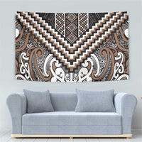 Maori Tukutuku Taniko Motifs Tapestry Brown Poutama Mix Kowhaiwhai