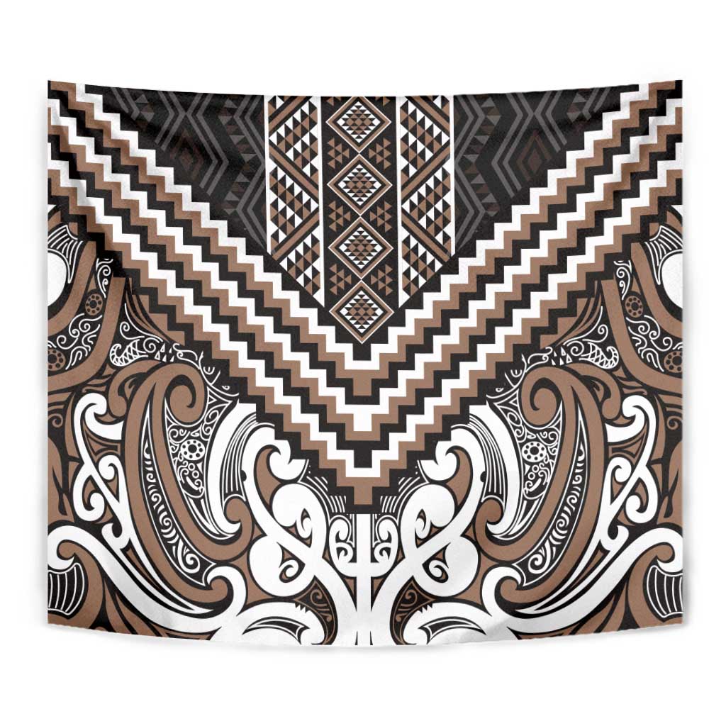 Maori Tukutuku Taniko Motifs Tapestry Brown Poutama Mix Kowhaiwhai