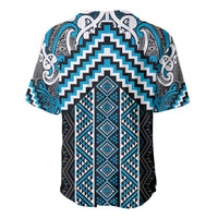 Maori Tukutuku Taniko Motifs Baseball Jersey Turquoise Poutama Mix Kowhaiwhai LT7 - Polynesian Pride