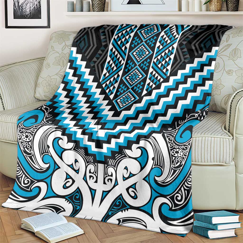 Maori Tukutuku Taniko Motifs Blanket Turquoise Poutama Mix Kowhaiwhai