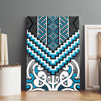 Maori Tukutuku Taniko Motifs Canvas Wall Art Turquoise Poutama Mix Kowhaiwhai