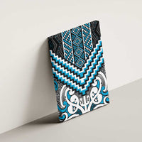 Maori Tukutuku Taniko Motifs Canvas Wall Art Turquoise Poutama Mix Kowhaiwhai