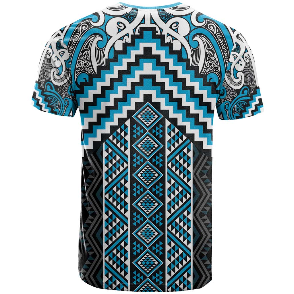 Maori Tukutuku Taniko Motifs T Shirt Turquoise Poutama Mix Kowhaiwhai LT7 - Polynesian Pride