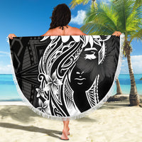 Polynesian Women's Day Beach Blanket Plumeria Passion - Black LT7 - Polynesian Pride