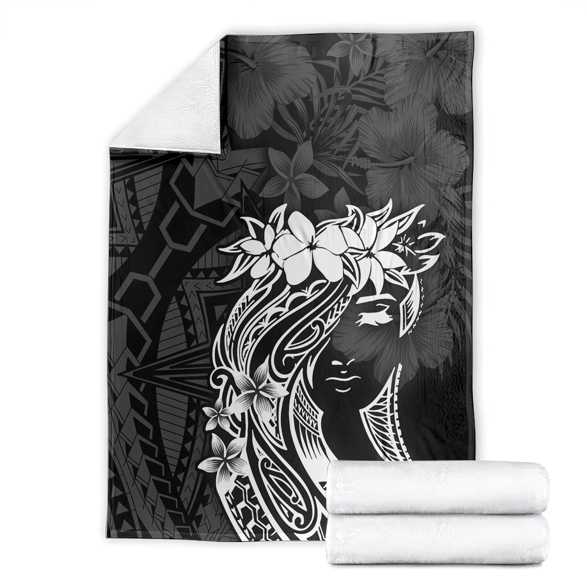 Polynesian Women's Day Blanket Plumeria Passion - Black LT7 - Polynesian Pride