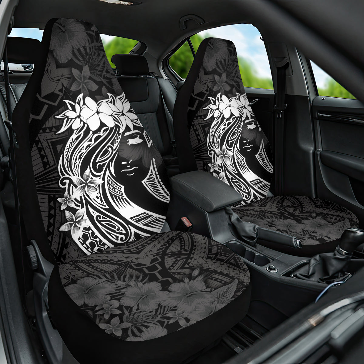 Polynesian Women's Day Car Seat Cover Plumeria Passion - Black LT7 One Size Black - Polynesian Pride