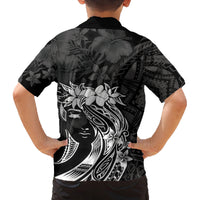 Polynesian Women's Day Family Matching Long Sleeve Bodycon Dress and Hawaiian Shirt Plumeria Passion - Black LT7 - Polynesian Pride