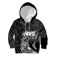 Polynesian Women's Day Kid Hoodie Plumeria Passion - Black LT7 Hoodie Black - Polynesian Pride