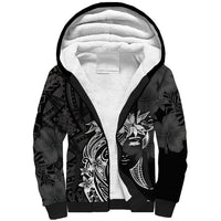 Polynesian Women's Day Sherpa Hoodie Plumeria Passion - Black LT7 Unisex Black - Polynesian Pride