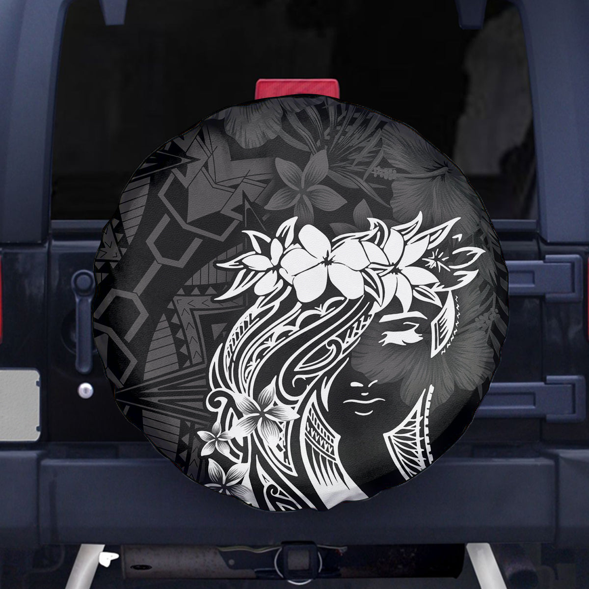Polynesian Women's Day Spare Tire Cover Plumeria Passion - Black LT7 - Polynesian Pride