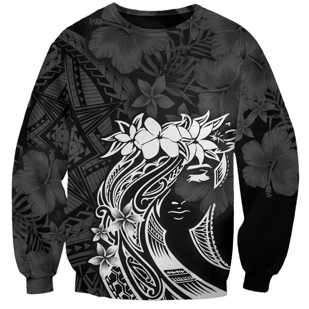Polynesian Women's Day Sweatshirt Plumeria Passion - Black LT7 Unisex Black - Polynesian Pride