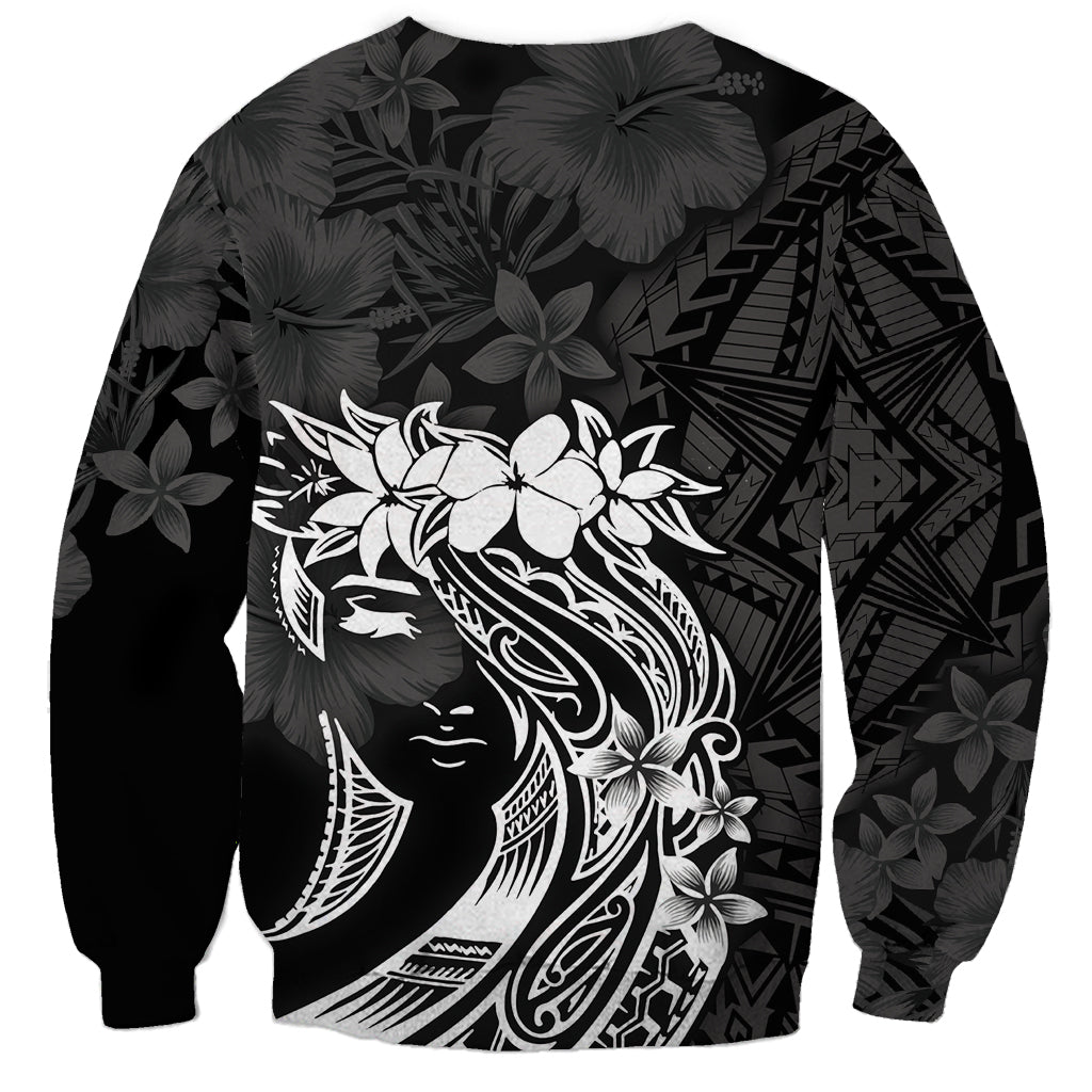 Polynesian Women's Day Sweatshirt Plumeria Passion - Black LT7 - Polynesian Pride
