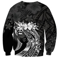 Polynesian Women's Day Sweatshirt Plumeria Passion - Black LT7 - Polynesian Pride