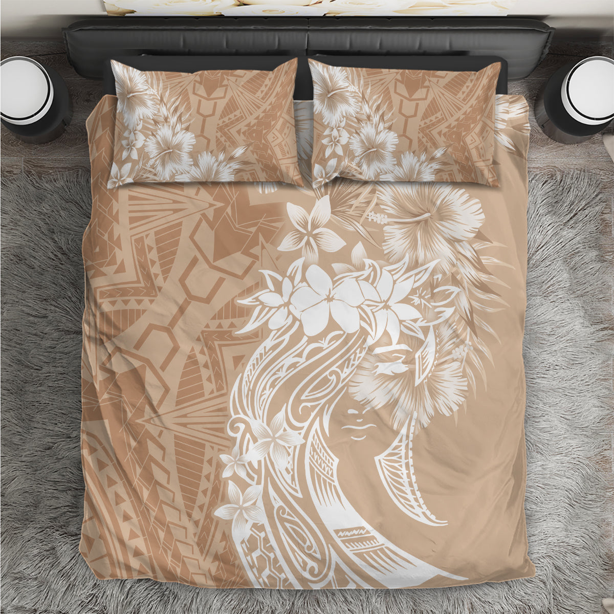 Polynesian Women's Day Bedding Set Plumeria Passion - Beige LT7 Beige - Polynesian Pride