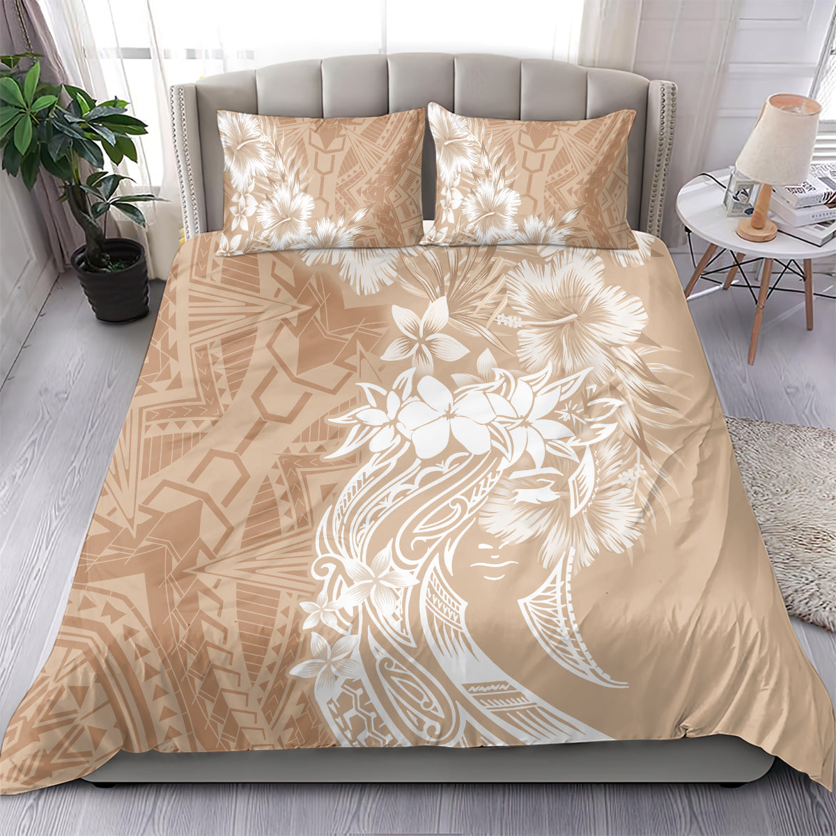 Polynesian Women's Day Bedding Set Plumeria Passion - Beige LT7 - Polynesian Pride
